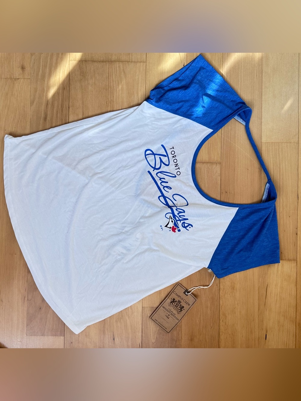 Toronto Blue Jays Women's White and Royal Raglan Tee